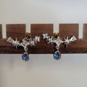Elegant Silver and Blue Star Earrings